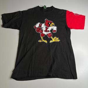 Vintage 90s Louisville Cardinals T-Shirt Mens Large Black Red Single Stitch USA